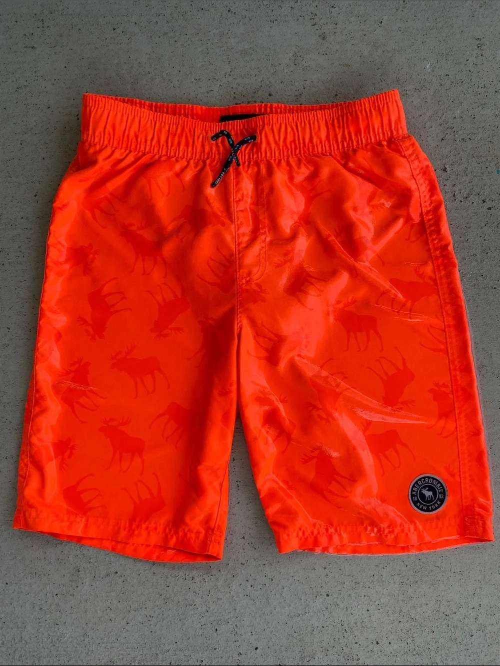 Abercrombie Kids Boys Color Changing Swim Trucks - Neon Orange w/Moose Graphic